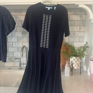 Draper James Navy Midi Dress with White Accents